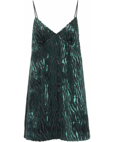 Mini vestido de tejido jacquard Saint Laurent verde