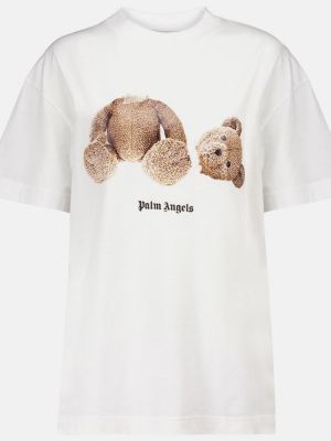 T-shirt di cotone in jersey Palm Angels bianco