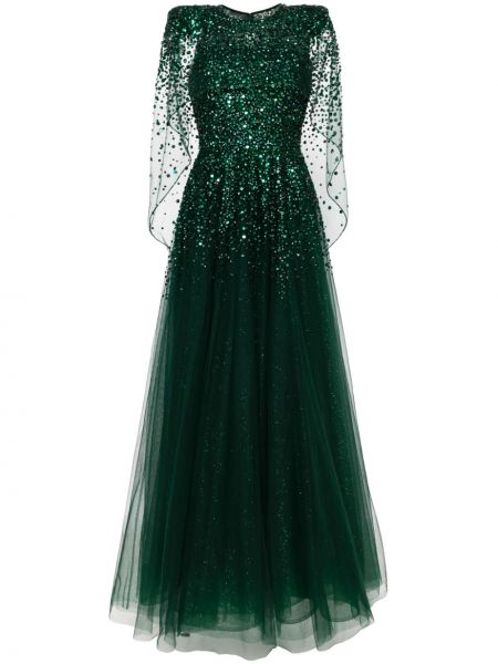 Βραδινό φόρεμα με παγιέτες Jenny Packham πράσινο
