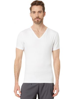 Хлопковая футболка с v-образным вырезом Spanx белая