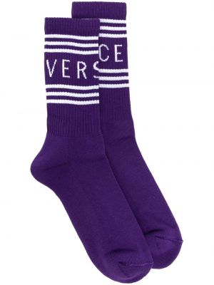 Nogavice s potiskom Versace vijolična