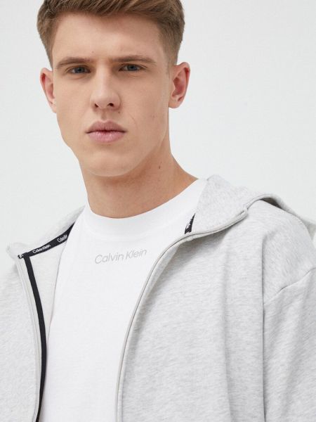 Calvin Klein Performance edzős pulóver Essentials szürke, melange, kapucnis