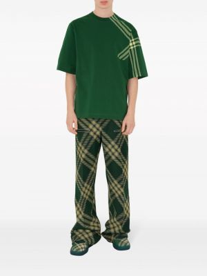 Kostkované bavlněné tričko s potiskem Burberry zelené
