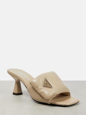 Kožené sandále Prada béžová