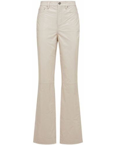 Kožené rovné kalhoty Remain bílé
