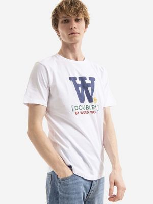 Тениска с дълъг ръкав с принт Wood Wood бяло