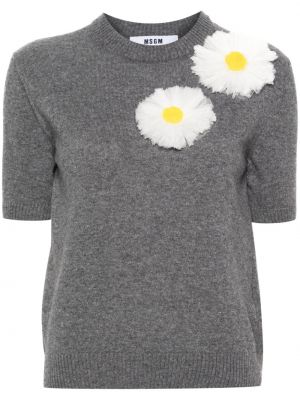 Haut à fleurs en tricot avec applique Msgm gris