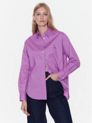Koszula jeansowa casual Calvin Klein Jeans - fioletowy