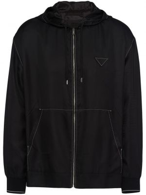 Hedvábná bunda s kapucí Prada černá