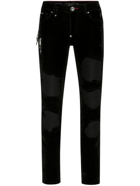 Skinny fit traperice s uzorkom zvijezda Philipp Plein crna
