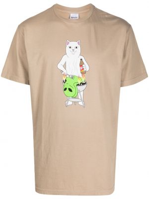 Памучна тениска с принт Ripndip бежово