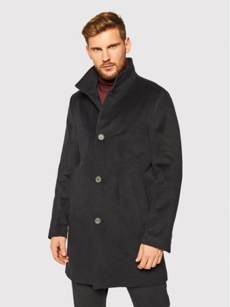 Płaszcz wełniany Storviker 7154 9049 Granatowy Regular Fit Oscar Jacobson