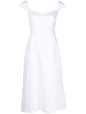 Ленена коктейлна рокля Reformation бяло