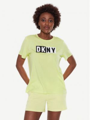 Klasické bavlnené priliehavé športové tričko Dkny Sport - žltá