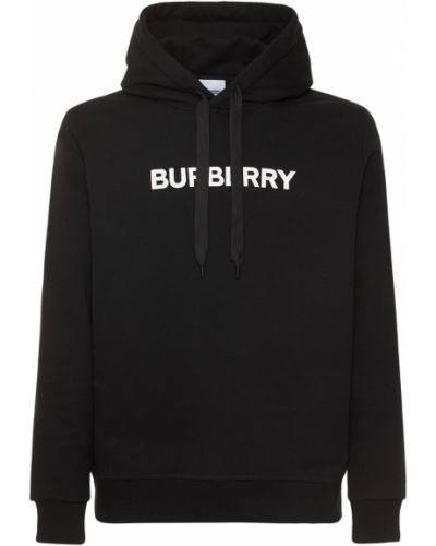 Pamučna hoodie s kapuljačom od jersey Burberry crna
