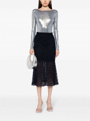 Krajkové midi sukně Chanel Pre-owned modré