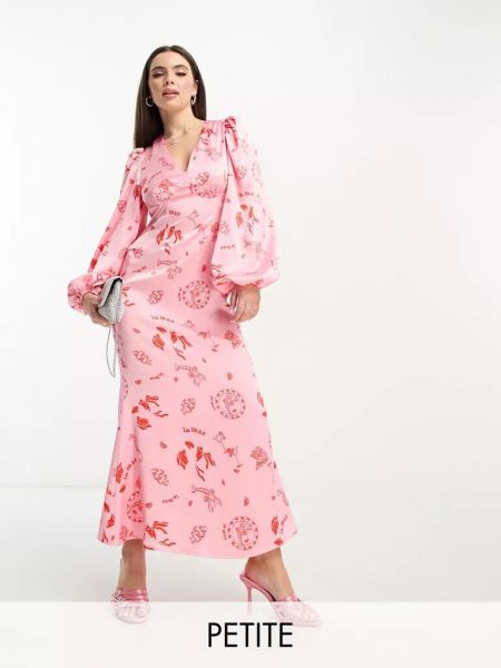 Длинное платье с принтом Never Fully Dressed розовое