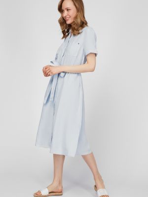 Льняное платье-рубашка Tommy Hilfiger голубое