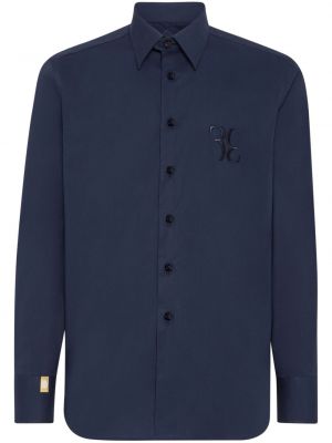 Medvilninė siuvinėta marškiniai Billionaire mėlyna