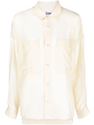 Пухена прозрачна риза с копчета Izzue жълто