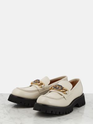 Pantofi loafer din piele cu platformă Gucci alb