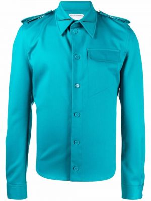 Μάλλινο πουκάμισο με κουμπιά Bottega Veneta μπλε
