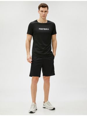 Športne kratke hlače z vezalkami z žepi s čipko Koton črna