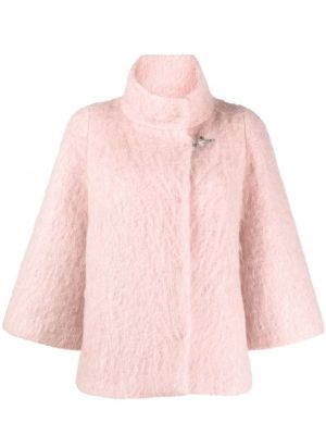 Vlněná bunda s kožíškem z alpaky Fay - růžová