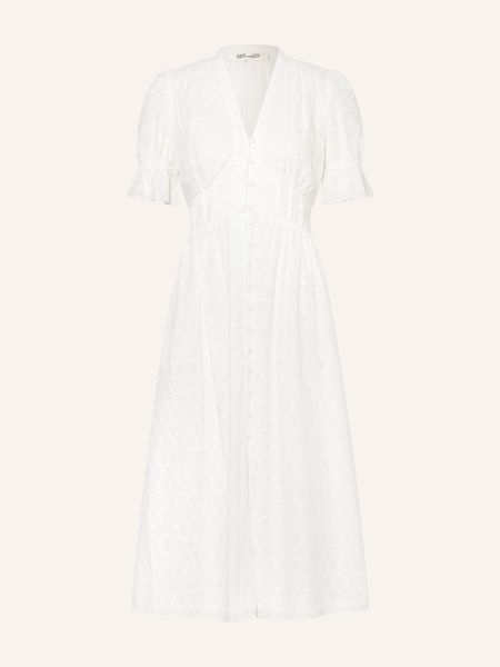 Haftowana sukienka koszulowa Diane Von Furstenberg biała
