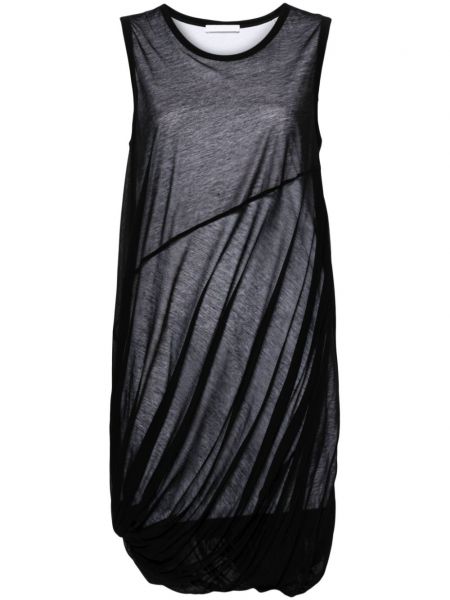 Βαμβακερή φόρεμα με διαφανεια Helmut Lang μαύρο