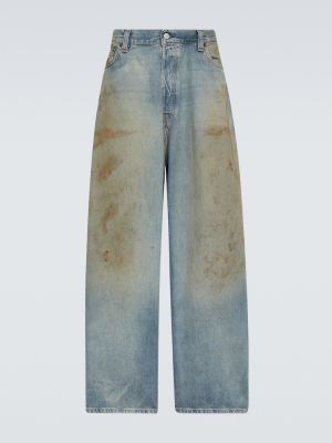 Oversized obnosené džínsy s rovným strihom s nízkym pásom Acne Studios modrá