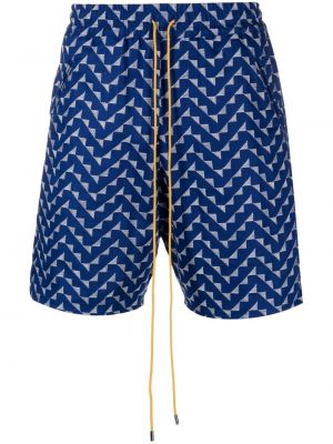 Shorts de sport à imprimé à motif géométrique Rhude bleu