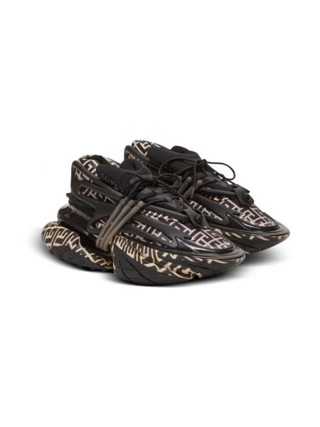 Sneakersy skórzane neoprenowe Balmain czarne
