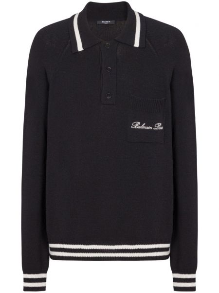 Poloshirt med broderier Balmain sort