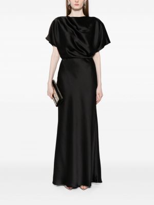 Satynowa sukienka wieczorowa drapowana Amsale czarna