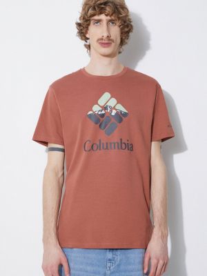 Koszulka bawełniana z nadrukiem Columbia czerwona