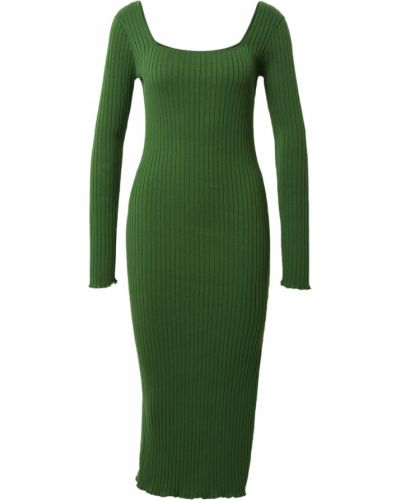 Jednofarebné bavlnené priliehavé midi šaty Glamorous - zelená