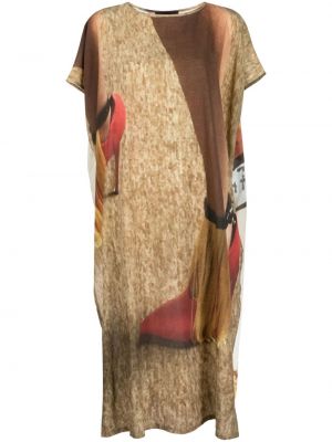 Bavlnené šaty s potlačou Barbara Bologna hnedá