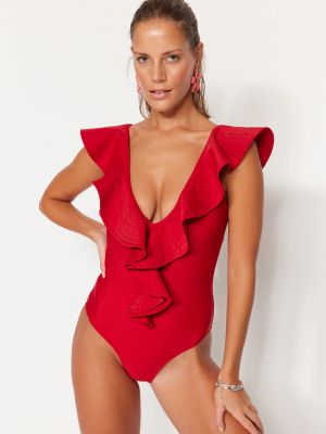 Jednodijelni kupaći kostim Trendyol crvena