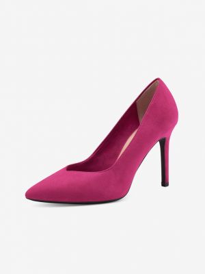 Pantofi cu toc din piele de căprioară Tamaris roz