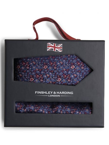 Jedwabny krawat Finshley & Harding London niebieski