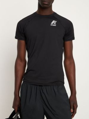 Slim fit nylonové priliehavé tričko K-way čierna