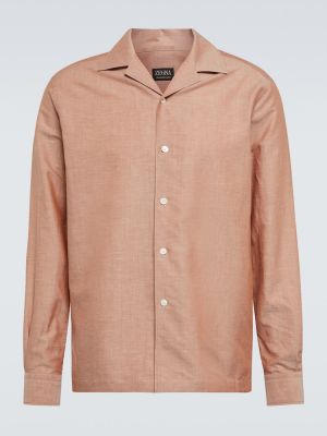 Camisa de lino de seda de algodón Zegna naranja