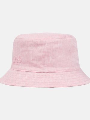 Lniany kapelusz Loro Piana różowy