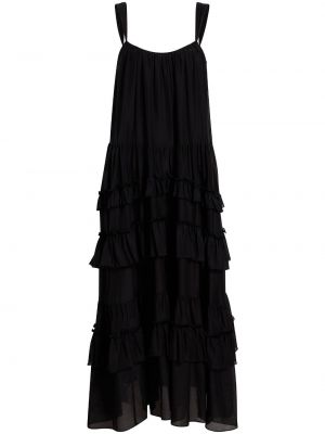Bavlněné koktejlové šaty bez rukávů s lodičkovým výstřihem Cinq A Sept - černá