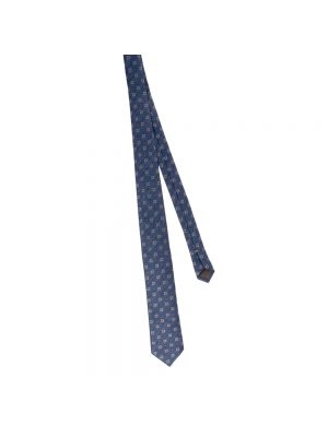 Niebieski lniany krawat Canali