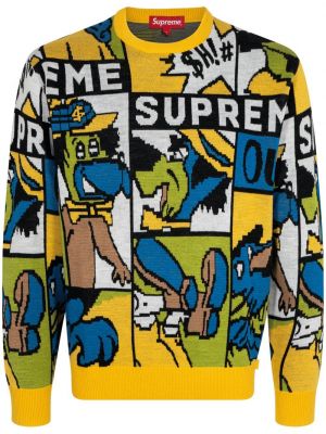 Памучен пуловер Supreme жълто