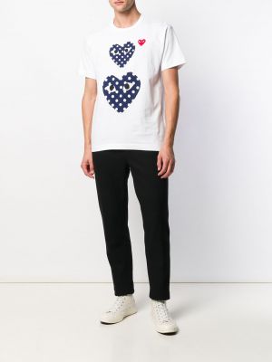 Raštuotas marškinėliai su širdelėmis Comme Des Garçons Play balta