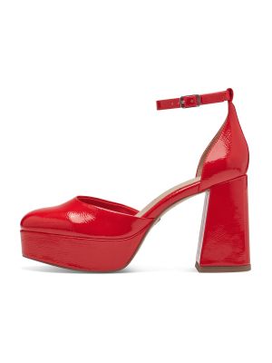 Полуотворени обувки с ток с отворена пета Tamaris червено