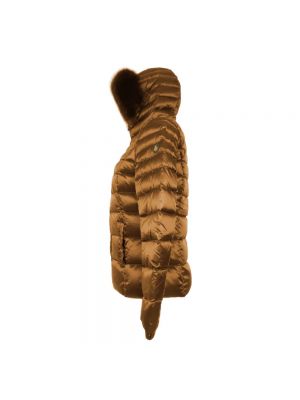 Chaqueta de cuero con capucha acolchada Refrigiwear marrón